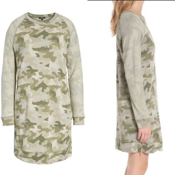 NEW! Rails Georgia Camo Tshirt Long Sleeve Side Zipper Dress - XS $158 - Picture 2 of 9
